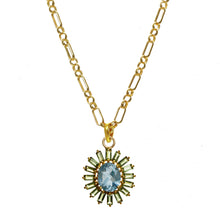Load image into Gallery viewer, Tourmaline and Blue Topaz Sunburst Pendant
