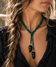 Load image into Gallery viewer, Malachite &amp; Black Onyx Horn Lariat Necklace
