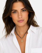 Load image into Gallery viewer, Mother of Pearl Starburst Mixed Metal Necklace