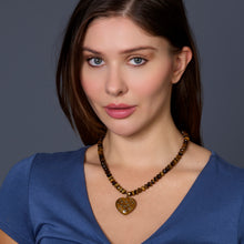 Load image into Gallery viewer, Tigers Eye Gemstone Heart Pendant Necklace