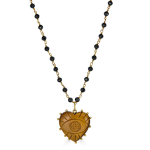Evil Eye Carved Tigers Eye Pendant Necklace