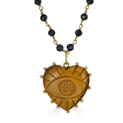 Evil Eye Carved Tigers Eye Pendant Necklace