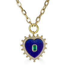 Load image into Gallery viewer, Blue Lapis and Emerald Zirconia Heart Necklace