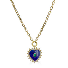 Load image into Gallery viewer, Blue Lapis and Emerald Zirconia Heart Necklace