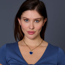 Load image into Gallery viewer, Blue Lapis and Emerald Zirconia Heart Necklace
