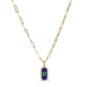 Mini Blue Lapis Dog Tag Necklace