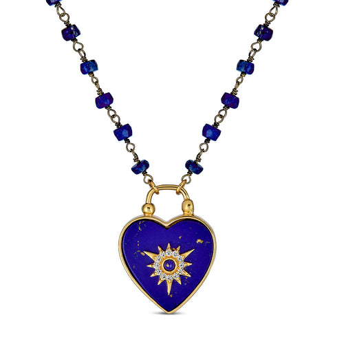 Blue Lapis Heart Padlock Necklace