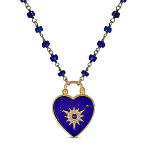 Blue Lapis Heart Padlock Necklace