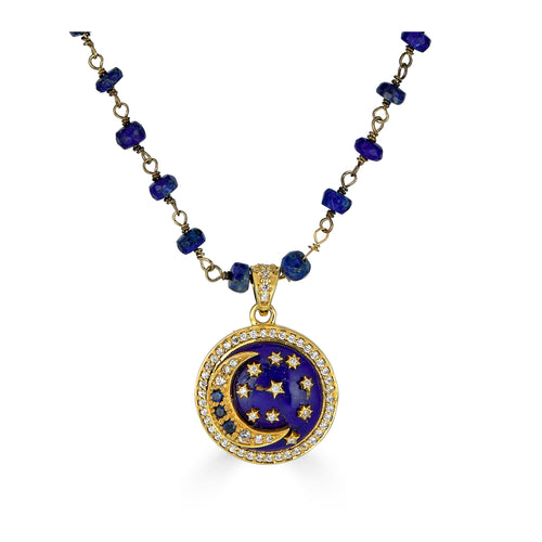 Blue Lapis Celestial Wire Wrap Pendant Necklace