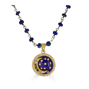 Blue Lapis Celestial Wire Wrap Pendant Necklace