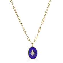 Load image into Gallery viewer, Blue Lapis Pendant Necklace with Pave Star