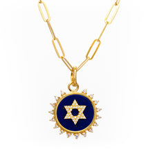Load image into Gallery viewer, Blue Lapis Star of David Necklace with Moissanite Pave