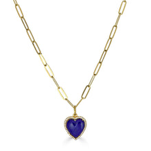 Load image into Gallery viewer, Blue Lapis Petite Heart Pendant Necklace with Zirconia Pavé