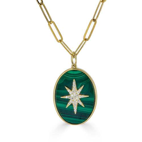 Malachite Pave Star Pendant Necklace