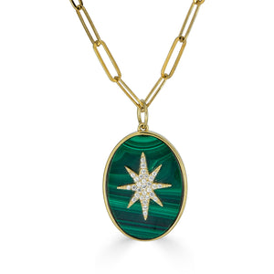 Malachite Pave Star Pendant Necklace