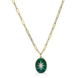 Malachite Pave Star Pendant Necklace