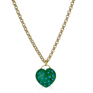 Malachite Heart Pendant Necklace with Turquoise Accents