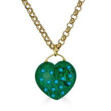 Load image into Gallery viewer, Malachite Heart Pendant Necklace with Turquoise Accents