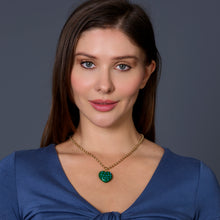 Load image into Gallery viewer, Malachite Heart Pendant Necklace with Turquoise Accents