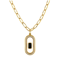 Load image into Gallery viewer, Clear Quartz &amp; Black Onyx Pavé Pendant Necklace