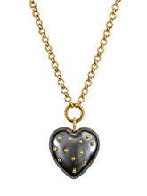 Load image into Gallery viewer, Hematite Puffy Heart With Gold Accents