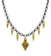 Load image into Gallery viewer, Mixed Metal Spike &amp; Filigree Pendant Necklace