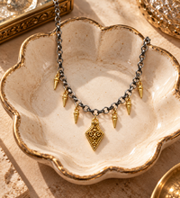 Load image into Gallery viewer, Mixed Metal Spike &amp; Filigree Pendant Necklace