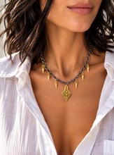 Load image into Gallery viewer, Mixed Metal Spike &amp; Filigree Pendant Necklace