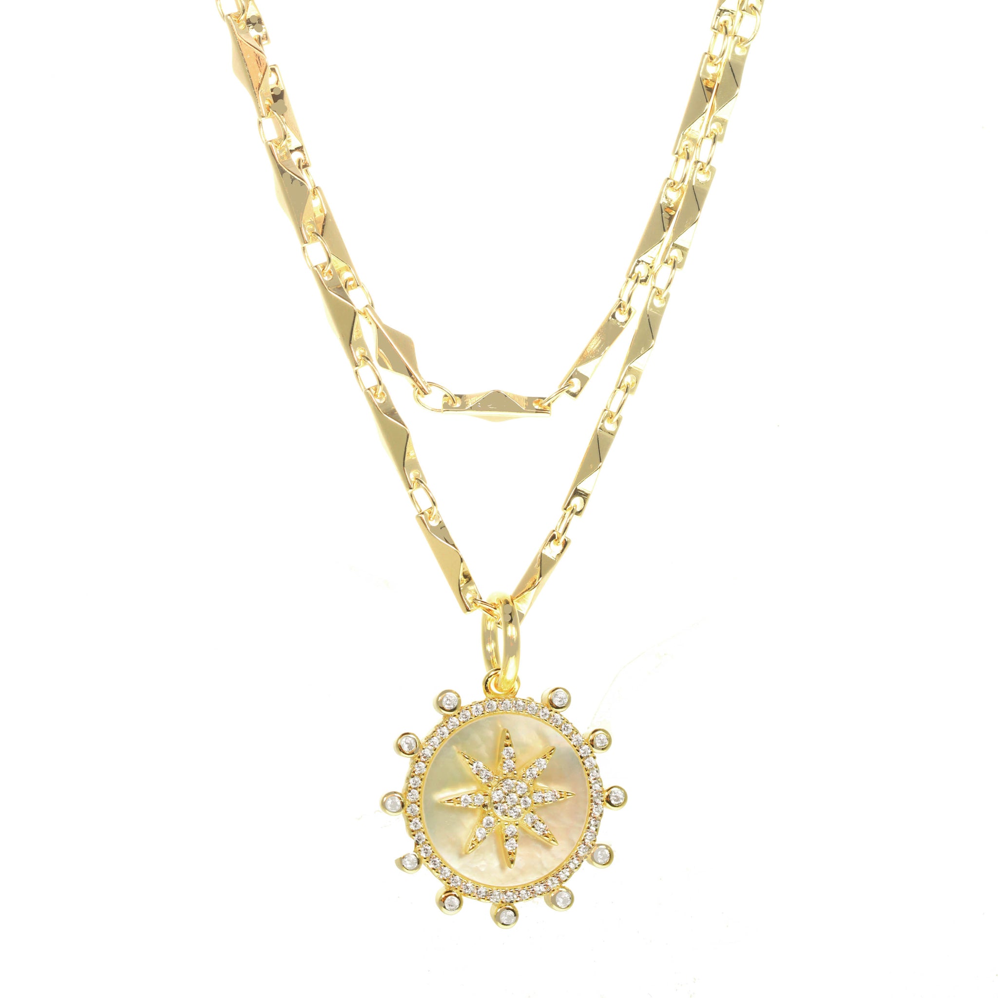 Mother of Pearl Compass Necklace