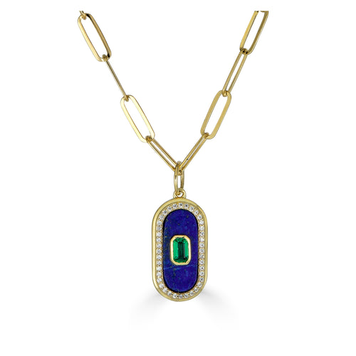 Mini Blue Lapis Dog Tag Necklace
