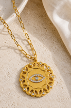 Load image into Gallery viewer, Gold Pavé Evil Eye Medallion Necklace