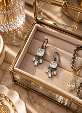 Load image into Gallery viewer, Gun Metal Clear Quartz Asscher Cut Fringe Earrings