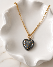 Load image into Gallery viewer, Hematite Puffy Heart With Gold Accents