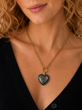 Load image into Gallery viewer, Hematite Puffy Heart With Gold Accents