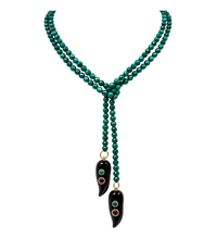 Load image into Gallery viewer, Malachite &amp; Black Onyx Horn Lariat Necklace