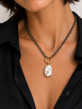 Load image into Gallery viewer, Baroque Pearl &amp; CZ Mixed Metal Pendant Necklace