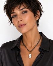Load image into Gallery viewer, Baroque Pearl &amp; CZ Mixed Metal Pendant Necklace