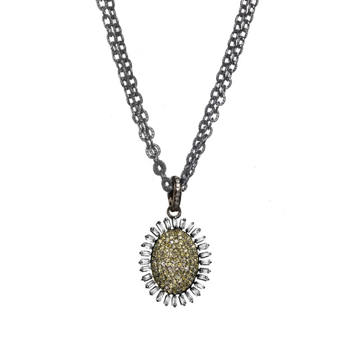 Diamond Pave and Baguette Necklace
