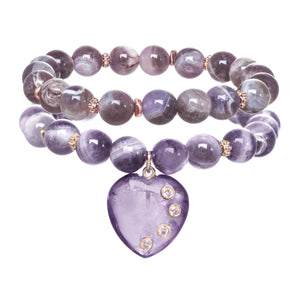 Amethyst Hanging Heart Bracelets