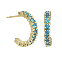 Load image into Gallery viewer, Carribean Blue Huggie Earring