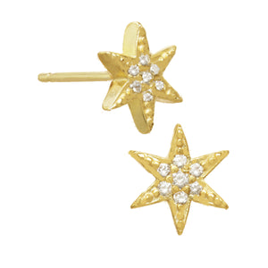 Gold Pave Star Stud Earring