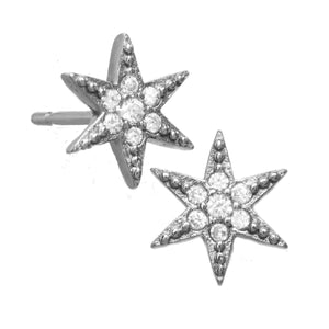 Silver Pave Star Stud Earring