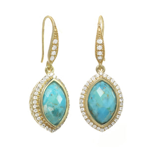 Turquoise Teardrop Pave Earring