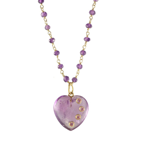 Amethyst Heart Pendant Necklace