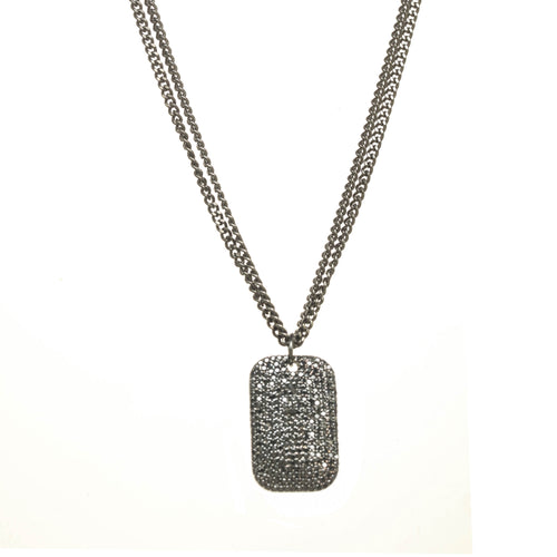 Black Spinel Dog Tag Necklace