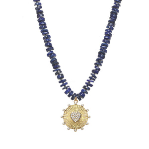Blue Lapis Heishi Heart Necklace
