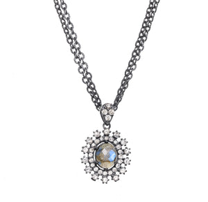 Labradorite and Diamond Pendant Necklace