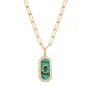 Malachite Delicate Oval Disc Necklace