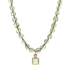 Flourite Silk Knotted Pendant Necklace