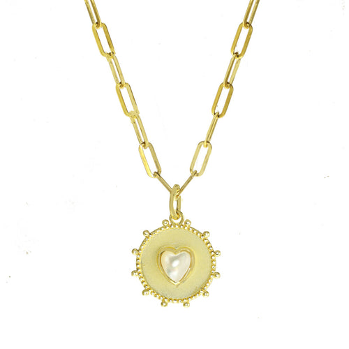 Gold Medallion Heart Necklace